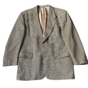 Hugo Boss Men's Sport Coat Houndstooth Pure Wool Lined Blazer 44R Made Germany